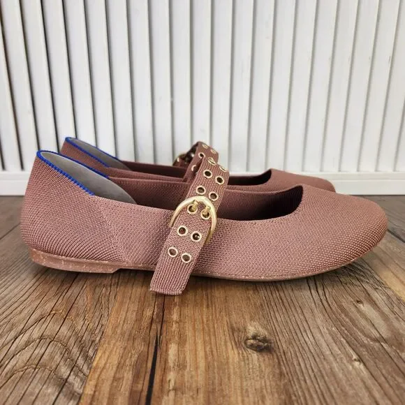 Rothy's The Ballet Mary Jane Flats Womens Size 9 Hazel Gold Buckle Comfort Shoes - Picture 1 of 9